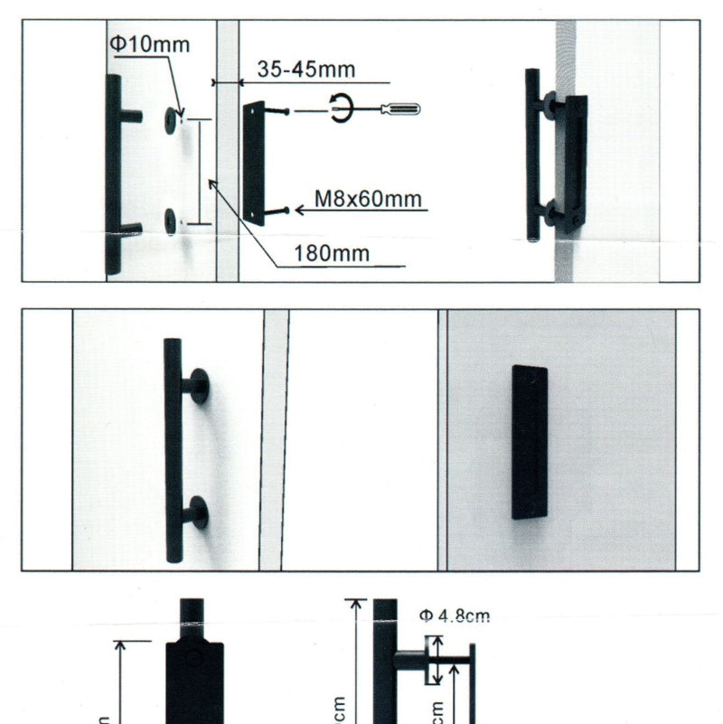 Barn Door Handle Set(Pull & Flush Type) – Heavy Duty Carbon Steel